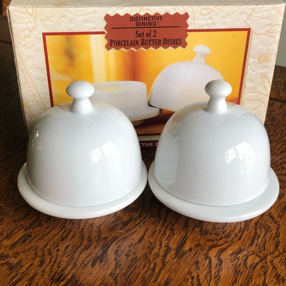 NEW 2 sets of 2 Porcelain  Butter  Dishes - Picture 2 of 7